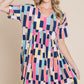 BOMBOM Ruched Color Block Short Sleeve Mini Dress