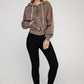 Acid Wash Fleece Cropped Zip-Up Hoodie