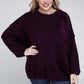 Plus Oversized Round Neck Raw Seam Melange Sweater