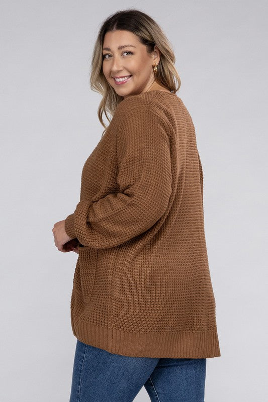 Amelia Plus Waffle Cardigan