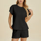 Double Take Full Size Texture T-Shirt and Shorts Set