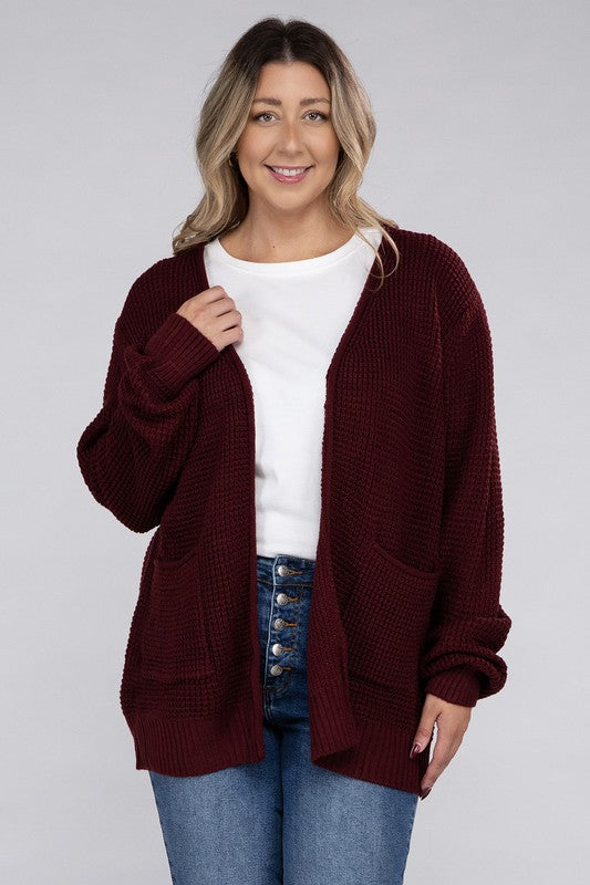 Amelia Plus Waffle Cardigan