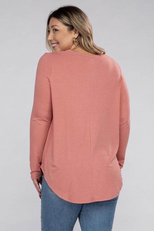 Celine Plus Long Sleeve Basic Top