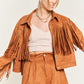 Suede studded fringe jacket