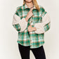 Multi plaid fuzzy sleeve jacket