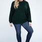 Plus Oversized Round Neck Raw Seam Melange Sweater