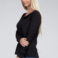 Melange Baby Waffle V-Neck Long Sleeve Top