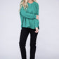 Double Gauze Oversized 3/4 Button Henley Neck Top