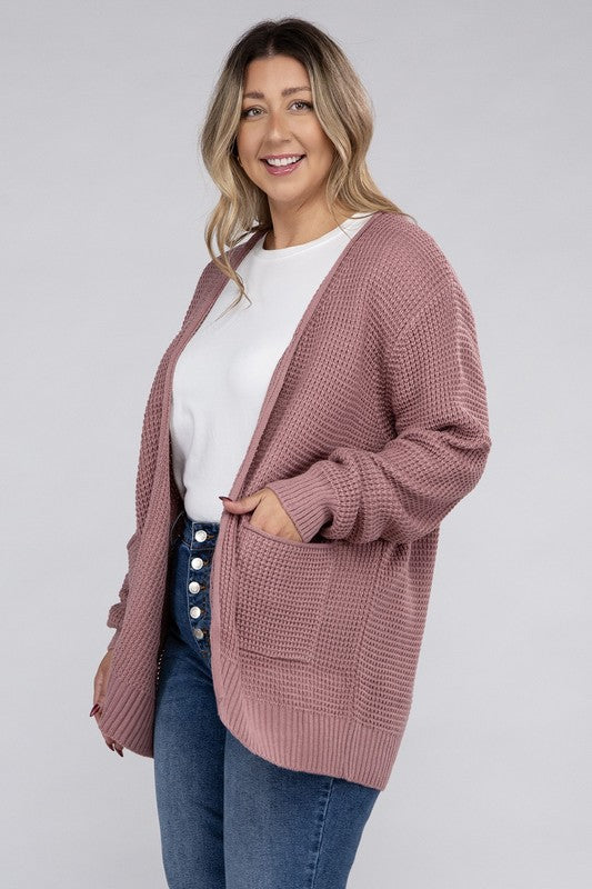 Amelia Plus Waffle Cardigan