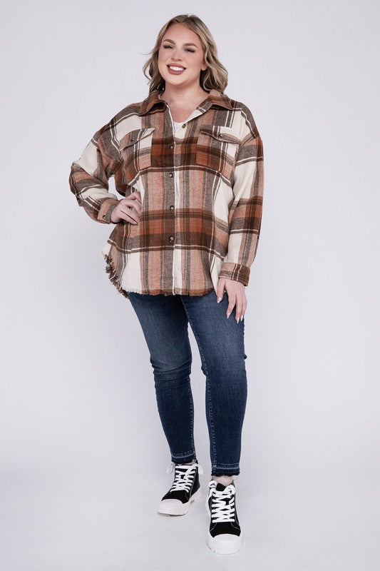 Gabby Plus Size Yarn Dyed Plaid Shirt Jacket