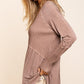 Light Wash Rib Textured Long Sleeve Top