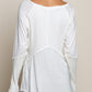 Light Wash Rib Textured Long Sleeve Top