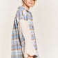 Multi plaid fuzzy sleeve jacket