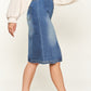 Denim button down front midi skirt