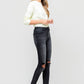 High Rise Distressed Button Fly Ankle Skinny