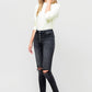 High Rise Distressed Button Fly Ankle Skinny