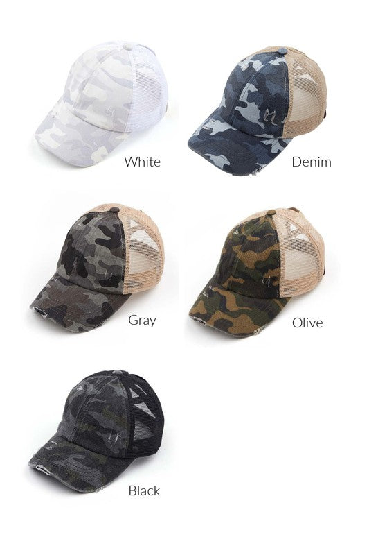 CC Camo Criss-Cross Ponytail Caps