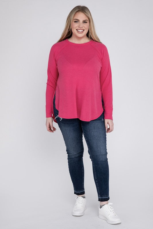 Mia Plus Melange Baby Waffle Long Sleeve Top