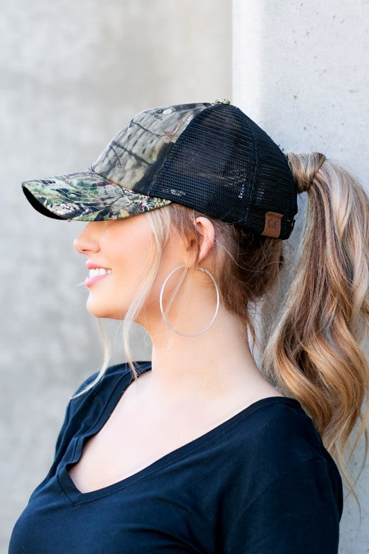 C.C Mossyoak Criss-Cross Pony Cap Hat