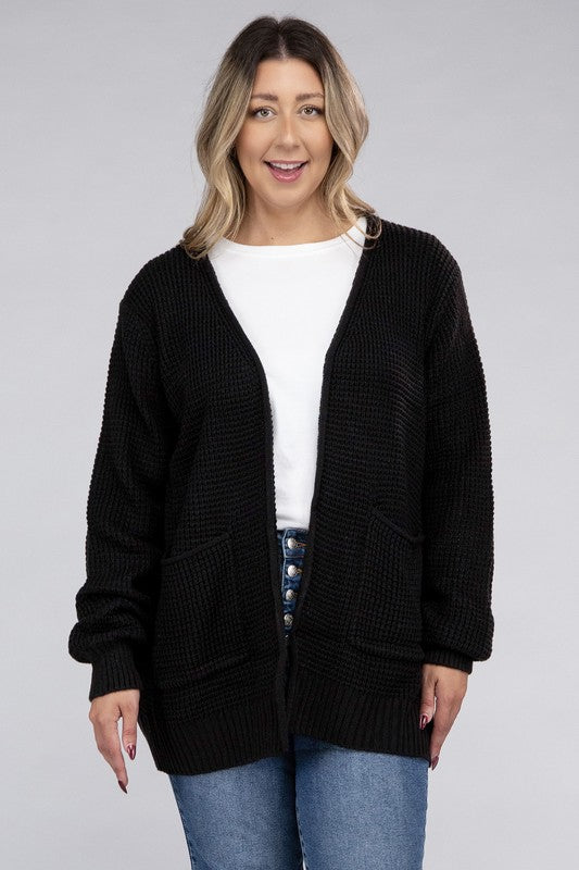 Amelia Plus Waffle Cardigan