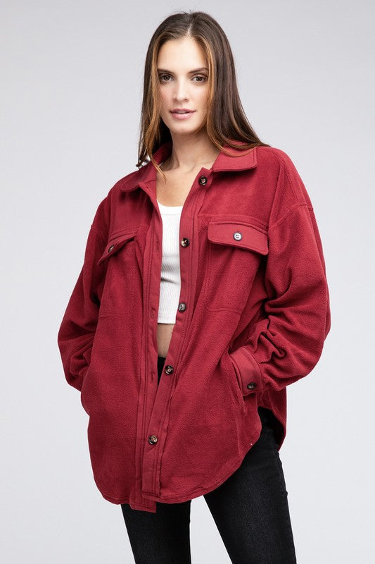 Janie Fleece Buttoned Down Oversized Jacket