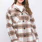 Plaid Button Up Jacket with Sherpa Lining