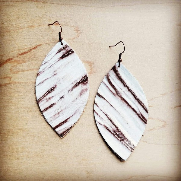 Leather Oval Earring White Chateau