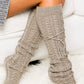 Cable Knit Long Tie Leg Warmer