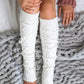 Cable Knit Long Tie Leg Warmer