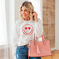 Smiley Face Heart Eyes Cozy Crew Neck Sweatshirt