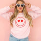 Smiley Face Heart Eyes Cozy Crew Neck Sweatshirt