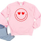 Smiley Face Heart Eyes Cozy Crew Neck Sweatshirt