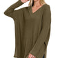 Sonya Plus Brushed Thermal Waffle V-Neck Sweater