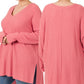 Sonya Plus Brushed Thermal Waffle V-Neck Sweater