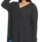 Sonya Plus Brushed Thermal Waffle V-Neck Sweater