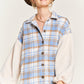 Multi plaid fuzzy sleeve jacket PLUS