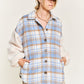 Multi plaid fuzzy sleeve jacket PLUS