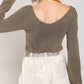 Studded Ribbed V-Neck Top