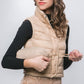 High Neck Zip Up Puffer Vest with Storage Pouch