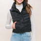 High Neck Zip Up Puffer Vest with Storage Pouch