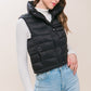 High Neck Zip Up Puffer Vest with Storage Pouch