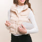 High Neck Zip Up Puffer Vest with Storage Pouch