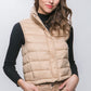 High Neck Zip Up Puffer Vest with Storage Pouch