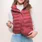 High Neck Zip Up Puffer Vest with Storage Pouch