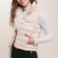 High Neck Zip Up Puffer Vest with Storage Pouch