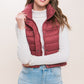 High Neck Zip Up Puffer Vest with Storage Pouch