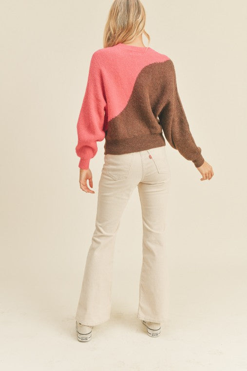 Wendy Color Block Crewneck Sweater