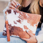 Faux Fur Cow Animal Print Clutch