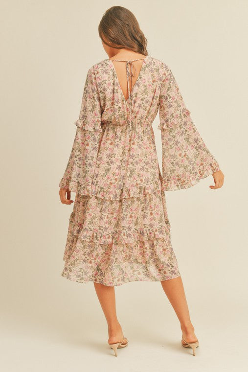 Jacy Floral Print Midi Dress