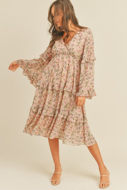 Jacy Floral Print Midi Dress